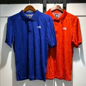 The North Face (2) Men's Blue and Orange Polo Shirts
